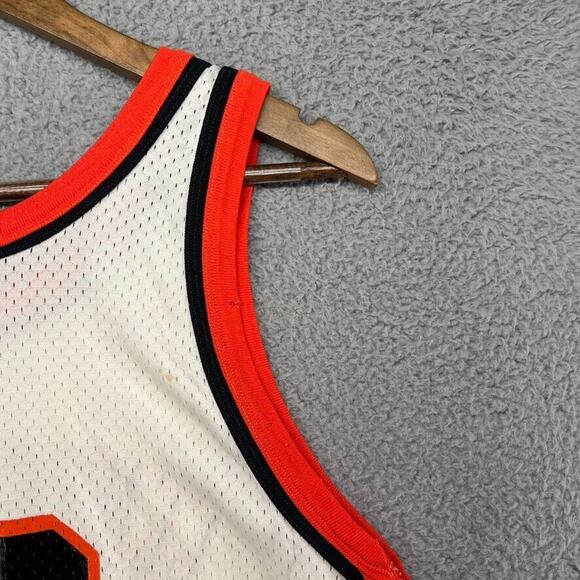 Vintage Center Line Basketball Jersey Mens Medium White Orange Mesh Champion 80s - Picture 9 of 12